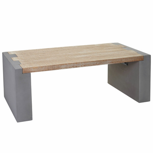Mendler - Table Basse de Salon HWC-A15, Design Béton Sapin Massif Rustique 46x122x60cm Mendler  - Meubles TV, Hi-Fi Mendler