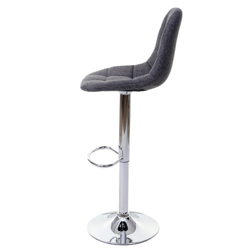 Mendler 2x tabouret de bar HWC-A67, chaise de bar / comptoir ~ gris, tissu