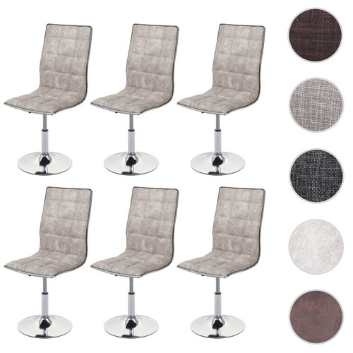 Mendler - 6x chaise de salle à manger HWC-C41, fauteuil, tissu ~ vintage gris silex Mendler - Salon, salle à manger