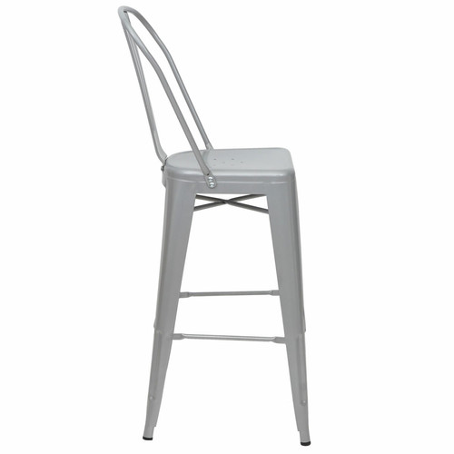 Mendler Tabouret de bar HWC-A73, chaise de comptoir avec dossier, métal, design industriel ~ gris