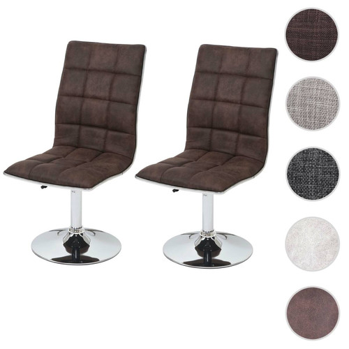 Mendler - 2x chaise de salle à manger HWC-C41, fauteuil, tissu ~ vintage marron foncé Mendler  - Chaises Mendler