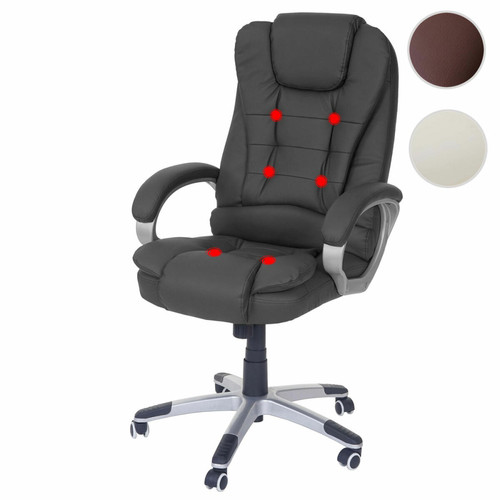Mendler - Fauteuil de bureau de massage Blackburn, fauteuil de massage pivotant simili cuir ~ crème Mendler  - Fauteuil cuir pivotant