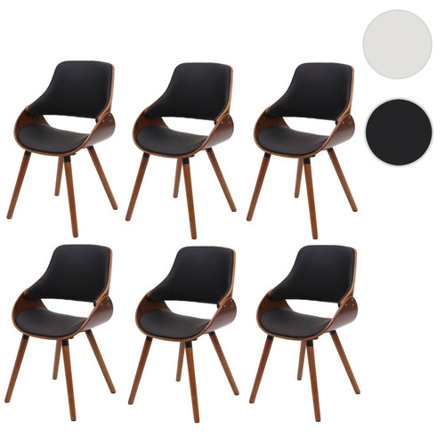 Mendler - Lot de 6 chaises de salle à manger HWC-D23, chaise de cuisine, design rétro ~ similicuir noir Mendler  - Mendler