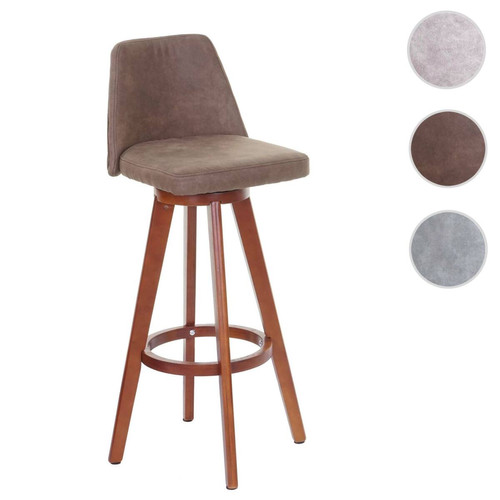 Mendler - Tabouret de bar HWC-C43, chaise de bar, bois textile pivotant ~ marron vintage, pieds clairs Mendler  - Tabouret bar vintage
