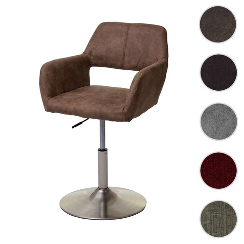 Mendler - Chaise de salle à manger HWC-A50 III, style rétro années 50, tissu ~ marron vintage, pied en métal brossé Mendler  - Chaise vintage Chaises