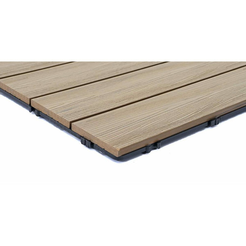 Mendler Carreaux en WPC, HWC-E20, aspect bois pour terrasse, structure 3-D ~ 4 carreaux à 50x50 cm = 1m² marron