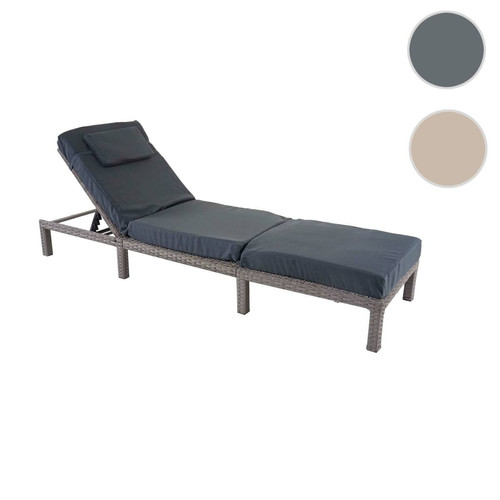 Mendler - Chaise longue HWC-A51, en polyrotin, transat de jardin ~ Premium gris, coussin gris foncé Mendler  - Transats, chaises longues Mendler