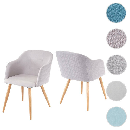 Mendler - 2x chaise de séjour/salle à manger HWC-D71, fauteuil, design rétro, accoudoirs, tissu ~ gris clair Mendler  - Chaises Mendler