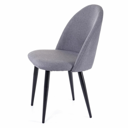 Chaises 4x chaise de salle à manger HWC-D73, chaise de cuisine, tissu/textile ~ gris foncé