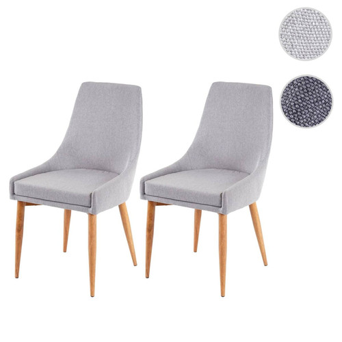 Mendler - 2x chaise de salle à manger HWC-B44 II, fauteuil, style rétro ~ tissu gris Mendler  - Mendler