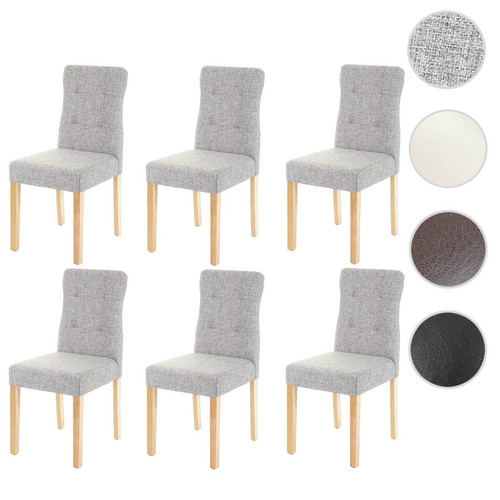 Mendler - 6x chaise de salle à manger HWC-E58, fauteuil ~ tissu gris, pieds clairs Mendler  - Chaises Mendler