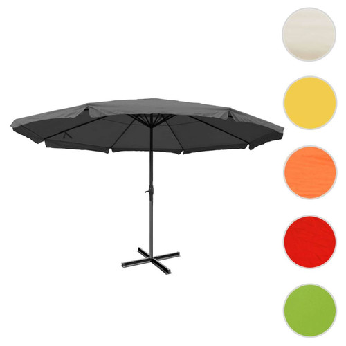 Mendler - Parasol Meran Pro, gastronomie, parasol pour marché avec volantsØ 5m polyester/alu 28 kg~anthracite avec socle Mendler  - Parasol pro