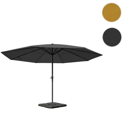 Mendler - Parasol Meran Pro, parasol pour marché sans volants, Ø 5m polyester/alu 28 kg ~ anthracite avec socle Mendler - Mobilier de jardin Mendler