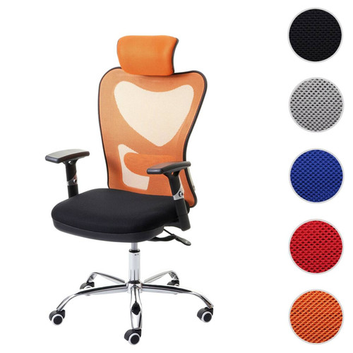 Mendler - Chaise de bureau HWC-F13 chaise pivotante, fonction sliding, charge max. 150kg, tissu ~ noir/orange Mendler  - Mendler