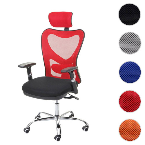 Mendler - Chaise de bureau HWC-F13 chaise pivotante, fonction sliding, charge max. 150kg, tissu ~ noir/rouge Mendler - Mobilier de bureau Mendler