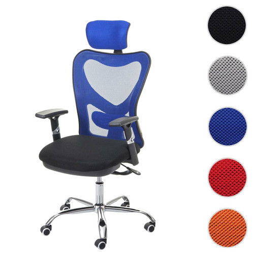 Mendler - Chaise de bureau HWC-F13 chaise pivotante, fonction sliding, charge max. 150kg, tissu ~ noir/bleu Mendler  - Mobilier de bureau Mendler