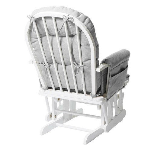 Mendler Fauteuil relax HWC-C76 fauteuil à bascule, rocking-chair, tissu ~ gris clair, monture blanche