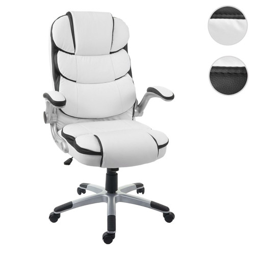 Mendler - Chaise de bureau HWC-F80 chaise pivotante, fauteuil directorial, similicuir ~ blanc Mendler - Mobilier de bureau Mendler