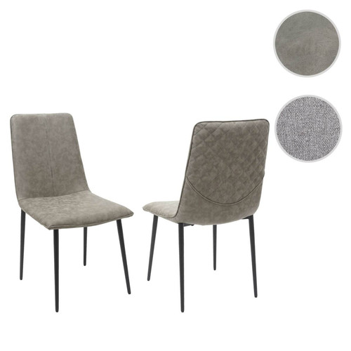 Mendler - 2x chaise de salle à manger HWC-F47, chaise de cuisine, vintage ~ tissu/textile, kaki Mendler  - Chaise vintage Chaises