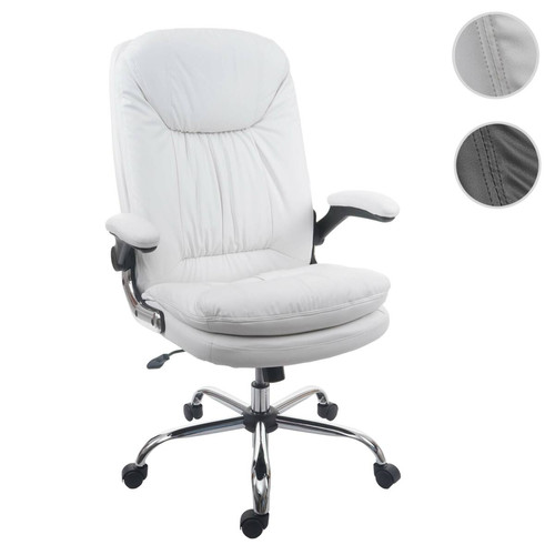 Bureau et table enfant Mendler Chaise de bureau HWC-F81 fauteuil directorial pivotant, ressorts en spirale, similicuir ~ blanc