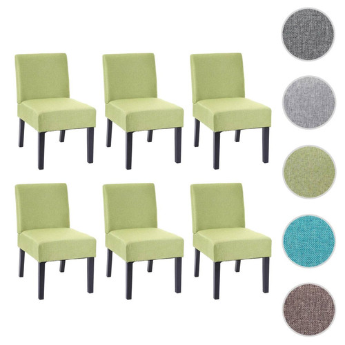 Mendler - 6x chaise de salle à manger HWC-F61, fauteuil lounge, tissu/textil ~ vert Mendler  - Mendler