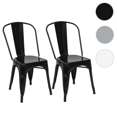 Mendler - 2x chaise de bistro HWC-A73, chaise empilable, métal, design industriel ~ noir Mendler  - Chaises Métal