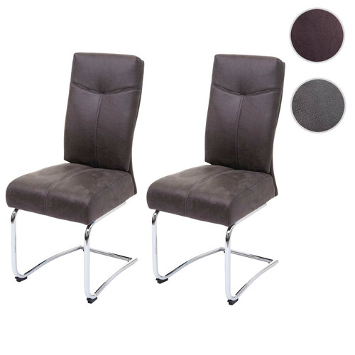 Mendler - 2x chaise de salle à manger HWC-G56, tissu optique daim ~ gris Mendler  - Chaises Mendler
