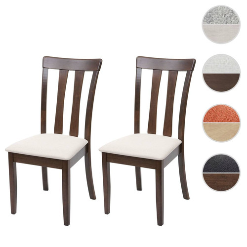 Mendler - 2x chaise de salle à manger HWC-G46, tissu, en bois massif ~ châssis foncé, beige Mendler  - Chaise salle a manger bois
