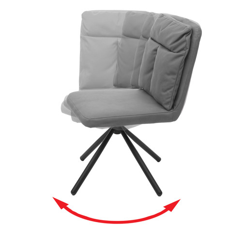 Chaises 6x Chaise de salle à manger HWC-G58, chaise de cuisine, pivotante, auto-position, tissu ~ gris