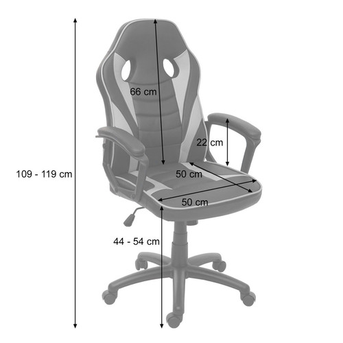 Bureau et table enfant Chaise de bureau HWC-F59 chaise pivotante, fauteuil directorial, similicuir ~ noir/gris