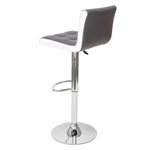 Mendler 2x Tabouret de bar HWC-G87, chaise bar/comptoir, réglable en hauteur ~ similicuir gris-blanc, pied chromé