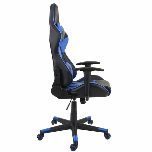 Bureau et table enfant Chaise de bureau HWC-F84, pivotante, fauteuil de jeu en ligne, fauteuil directorial, similicuir ~ noir/bleu