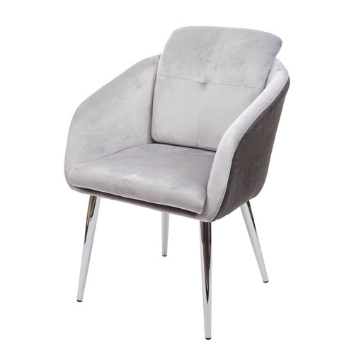 Mendler - Chaise de salle à manger HWC-G48,chaise pour cuisine,chaise rembourrée,similicuir velours avec accoudoirs~gris Mendler  - Chaise avec accoudoirs Chaises