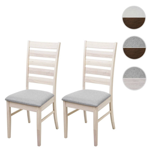 Mendler - 2x chaise de salle à manger HWC-G47, chaise pour cuisine, tissu, en bois massif ~ châssis clair, gris Mendler  - Chaises Bois