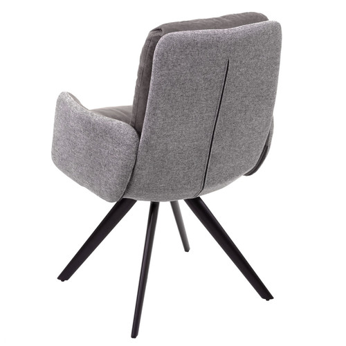Chaises 6x Chaise de salle à manger HWC-G66, cuisine,pivotante,auto-position,tissu ~ gris clair-gris, avec accoudoirs