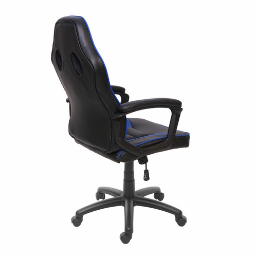 Mendler Chaise de bureau HWC-F59, chaise pivotante, chaise racing et gaming, similicuir ~ noir-bleu