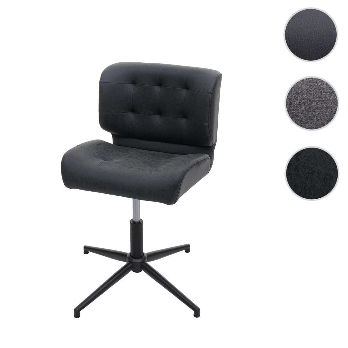 mendler chaise de bureau hwc-h42, pivotante, réglable en hauteur ~ similicuir vintage gris foncé, pied noir