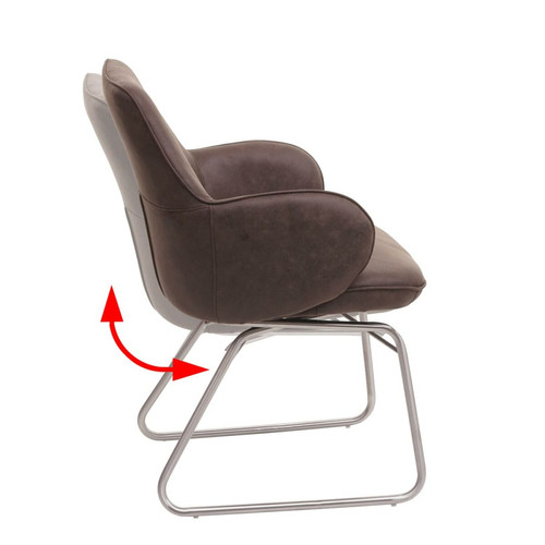 Chaises Chaise de salle à manger HWC-G72, fauteuil, mécanisme basculant, tissu, acier inox brossé ~ marron
