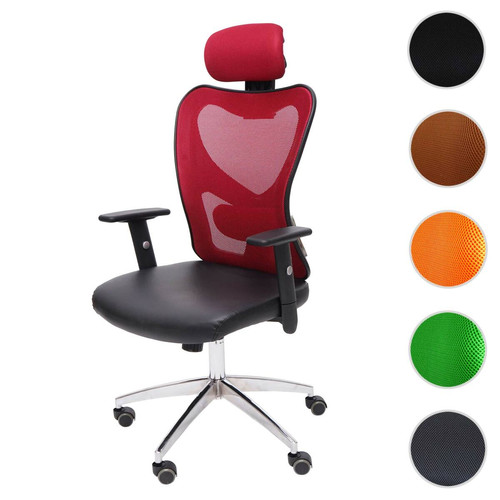 Mendler - Chaise de bureau professionnelle Atlanta, chaise de direction, pivotante, similicuir ~ rouge Mendler - Mobilier de bureau Mendler
