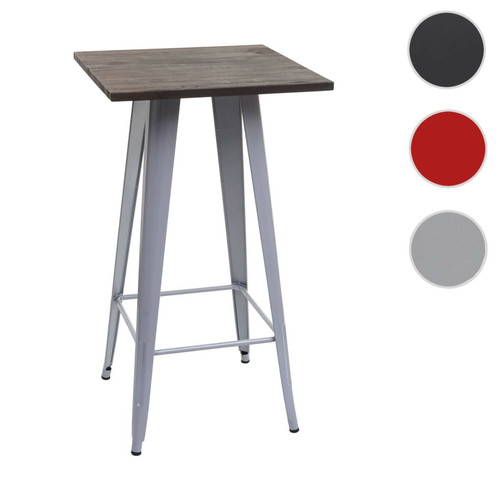 Mendler - Table haute HWC-A73 avec plateau en bois, table de bar, design industriel en métal 107x60x60cm ~ gris Mendler  - Plateau table bar