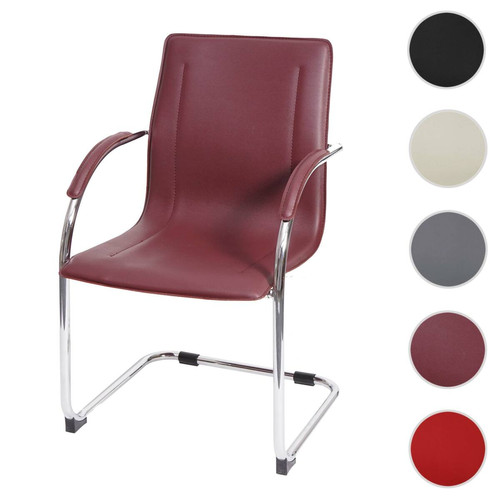 Mendler - Chaise de conférence Samara, chaise cantilever, PVC  ~ bordeaux Mendler  - Chaises Mendler