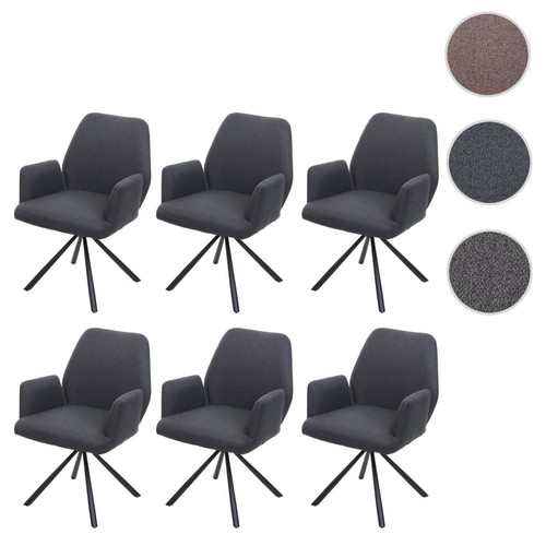 Mendler - 6x chaise de salle à manger HWC-H71, chaise de cuisine chaise inclinable tissu/textile acier ~ gris foncé Mendler  - Chaises Mendler