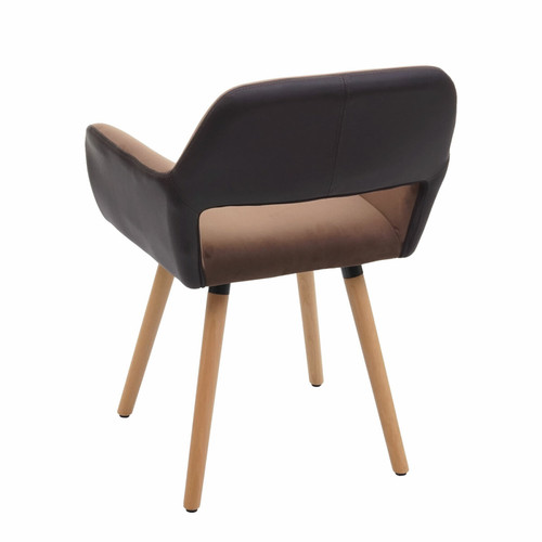 Mendler Lot de 6 chaises de salle à manger HWC-A50 II, chaise de cuisine, design rétro années 50 ~ similicuir/tissu, marron clair, pieds clairs