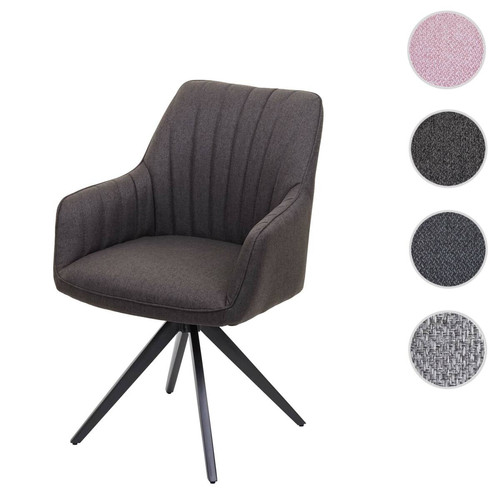 Chaises Mendler Chaise de salle à manger HWC-H73, fauteuil,avec accoudoirs, acier rétro, tissu ~ gris-marron
