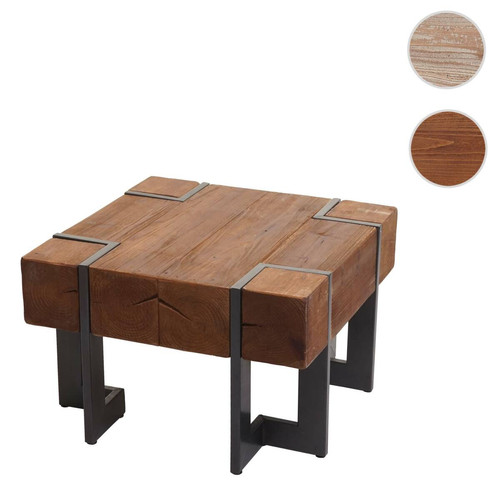 Meubles TV, Hi-Fi Mendler Table basse HWC-A15, table de salon, bois de sapin rustique massif ~ brun 60x60cm