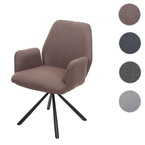 Mendler - Chaise de salle à  manger HWC-H71, pivotante à  position automatique tissu/textile acier ~ brun Mendler  - Chaises Mendler