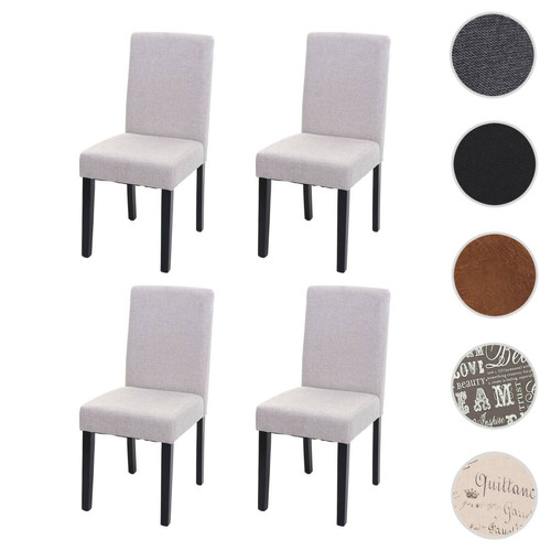 Mendler - 4x chaise de salle à manger chaise de cuisine Littau ~ textile, beige crème, pieds foncés Mendler  - Chaise creme