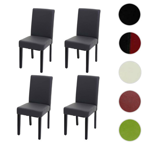 Mendler - 4x chaise de salle à manger chaise de cuisine Littau ~ similicuir, gris mat, pieds foncés Mendler  - Chaises Mendler
