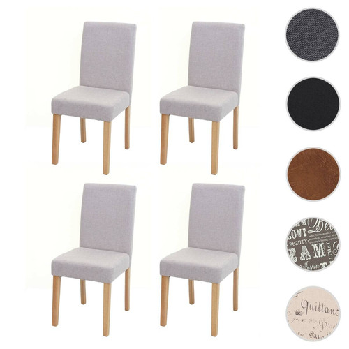 Chaises Mendler 4x chaise de salle à manger chaise de cuisine Littau ~ textile, crème-beige, pieds clairs