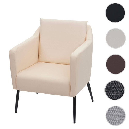 Mendler - Fauteuil de salon HWC-H93a, fauteuil cocktail fauteuil relax fauteuil ~ similicuir crème-beige Mendler  - Fauteuils